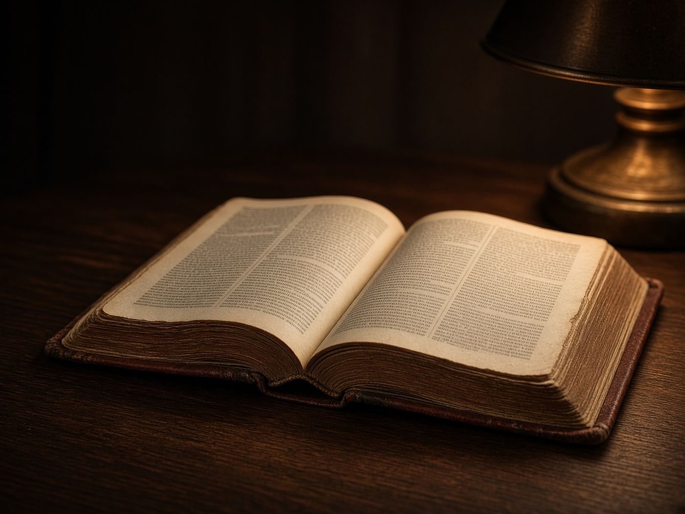 Biblia abierta sobre una mesa de madera